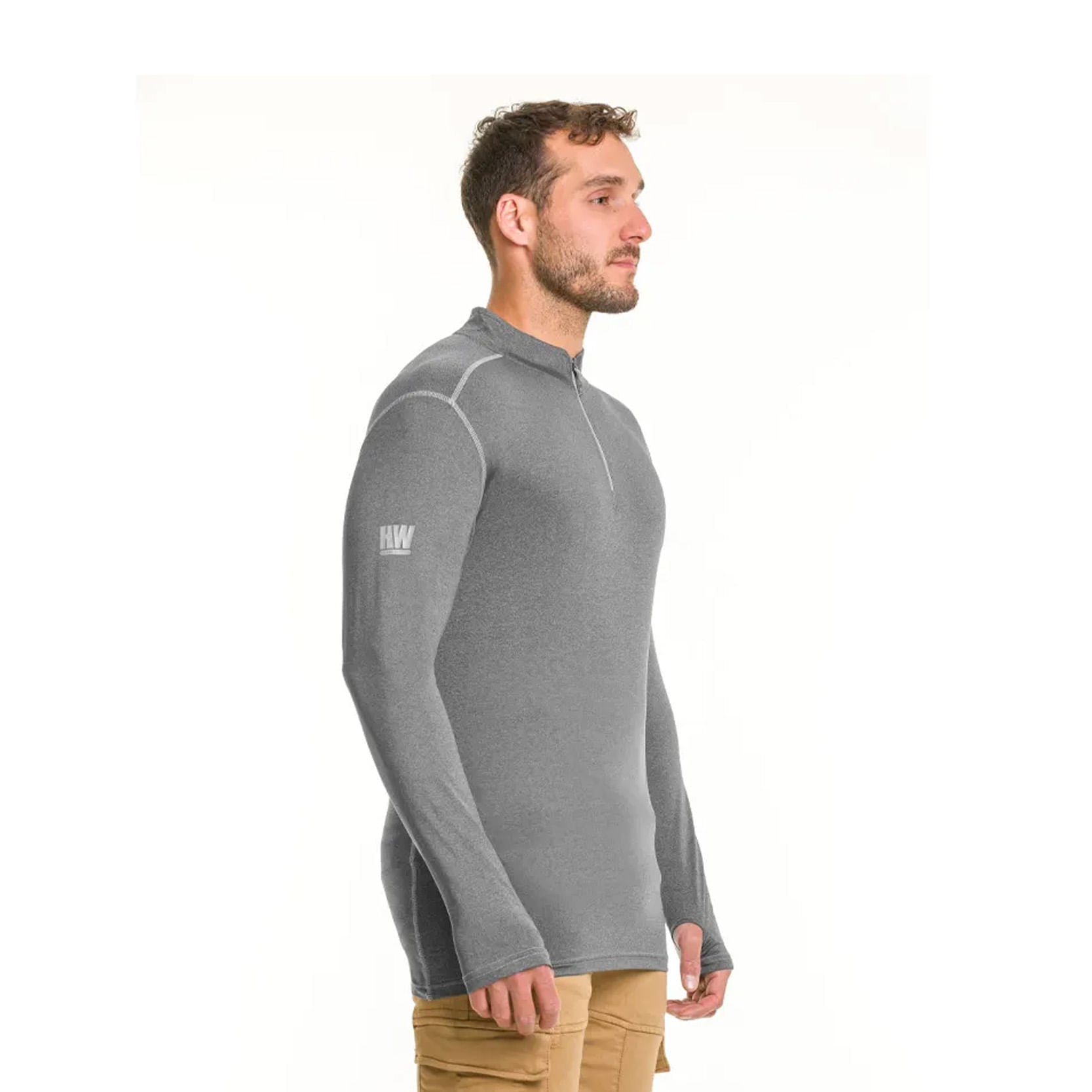 POLERA DRY FIT HW SPX MANGA LARGA HOMBRE CARBON GREY