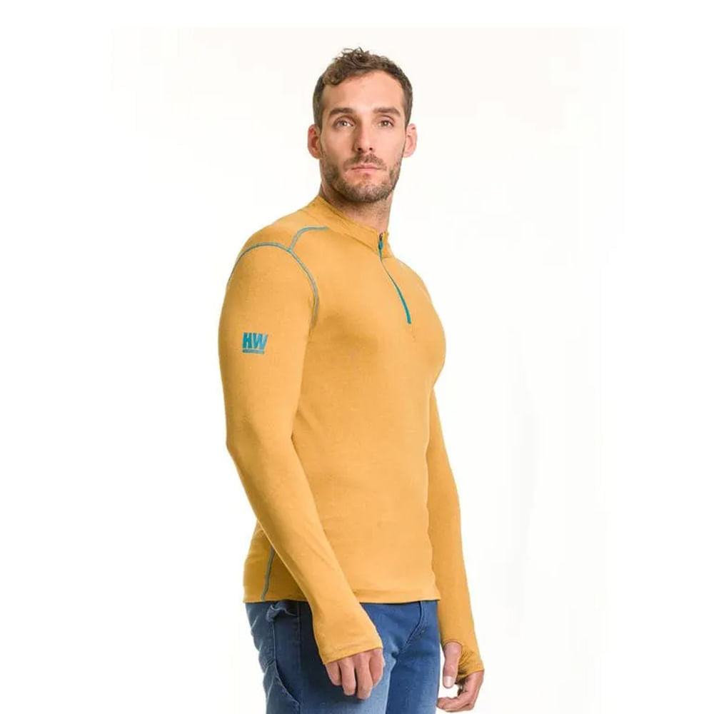 POLERA DRY FIT HW SPX MANGA LARGA HOMBRE MUSTARD