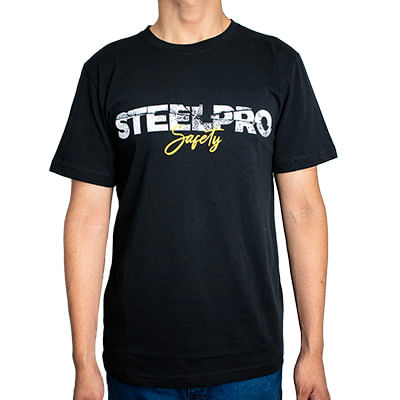 POLO NEGRO STEELPRO LOGO HORIZONTAL