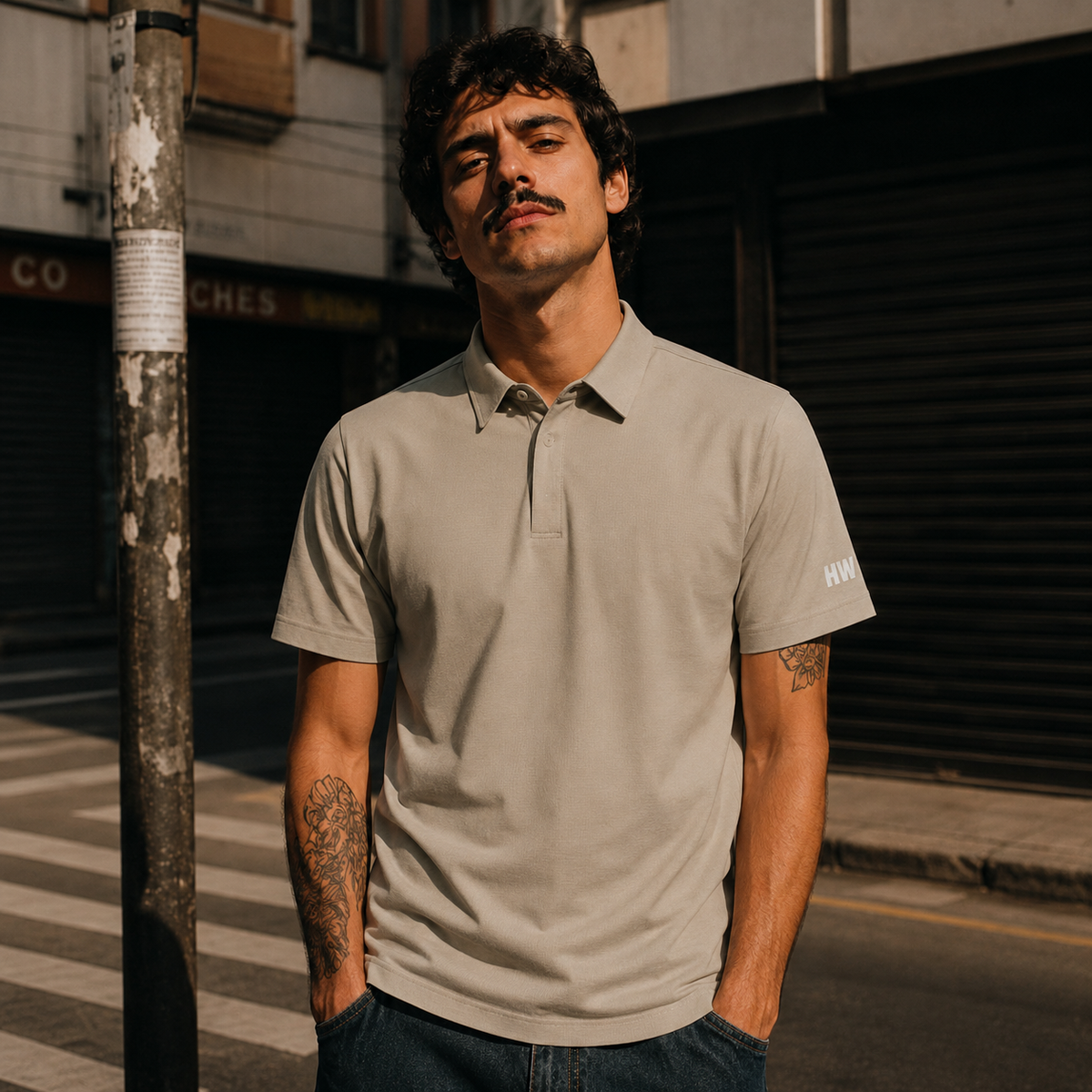 Polera Woods Manga Corta Oliva