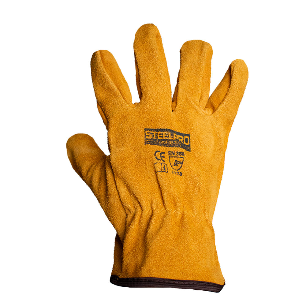 GUANTE CUERO CARNAZA MOSTAZA STEELPRO